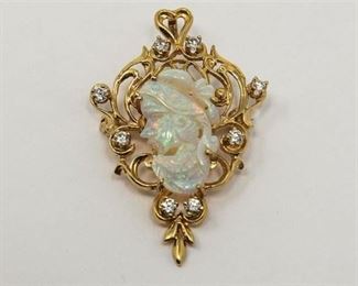 9. Vintage Opal and Diamond Pendant