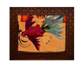 41. Madison Lattimer folk art painting of bird