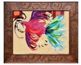 48. Madison Lattimer folk art painting of a bird