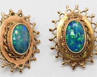 71. Gold Black Opal Earrings