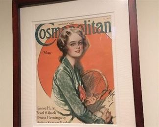Antique Framed Harrison Fisher Cover of Cosmopolitan.