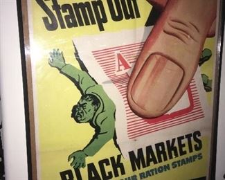 WW11 World War Two, Framed Poster for Ration Stamps.
