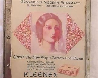 Early 1900's Metal Frame for Goolrick's Modern Pharmacy Menu , Fredericksburg, Va.