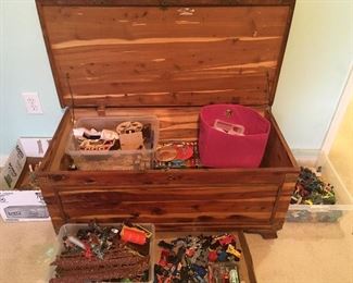 Vintage Cedar Chest/ Toy Trunk. Boy's Toys,some vintage.