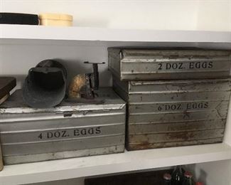Antique Metal Egg Boxes. Egg Scale.