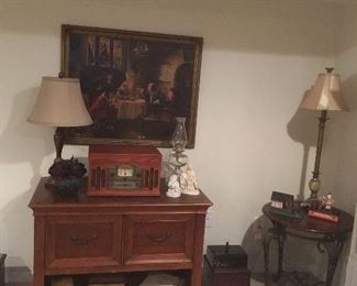 Den Items, Lamps, Small Table,Desk,Radio