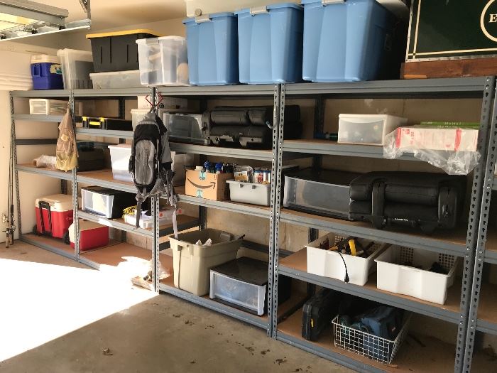Metal storage shelves