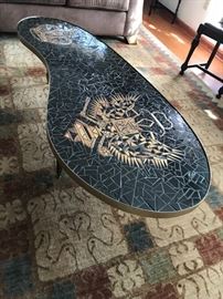 Unique kidney shape tile table (hand crafted)