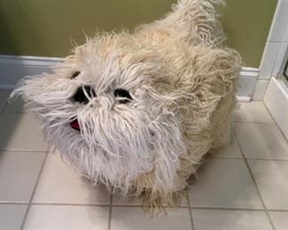 shaggy dog foot stool