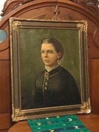 large Victorian oil portrait