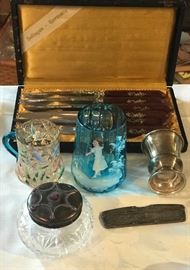 German silver inlaid knives, Victorian items