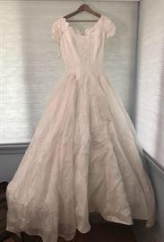 Kaye's 1950's silk chiffon wedding gown is fabulous,