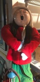 Yikes! large and scary vintage yard art, Christmas caroler