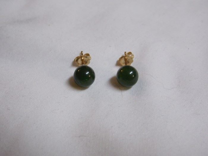 14 k Jade Earrings
