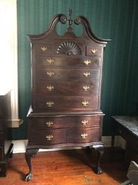 Period mahogany high boy with ball and claw feet