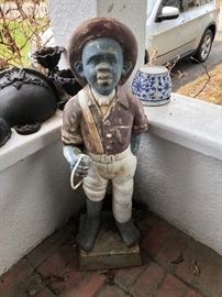 Rare cast iron stable boy hitching post, original paint, 100 plus years old