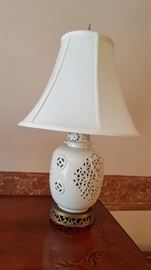 Pair of Japanese "Blanc de Chine" potpourri vases and covers now repurposed as lamps