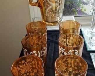 Opalescent Pitcher and Glasses 