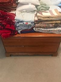 Cedar Chest, linens