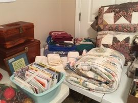 Linens and sewing boxes