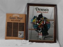 Dewars White Label Mirror and Rumple Mintz Sign