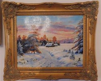 DSCN0156 JPG - - Vintage and collectible estate sale item, an artist signed Russian oil painting.