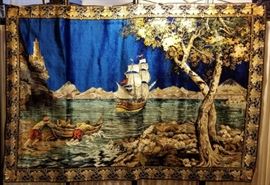 DSCN0205 JPG - A very large blue velvet, vintage and collectible tapestry; an estate sale item. 