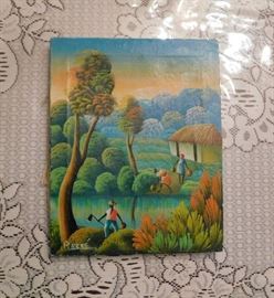 DSCN0238 JPG - Vintage and collectible estate sale item. Oil painting on canvas by P. Rene.