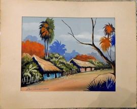 DSCN0246 JPG - Vintage and collectible watercolor from the Dominican Republic dated 1963 and signed  by LLarimb. An estate sale item.