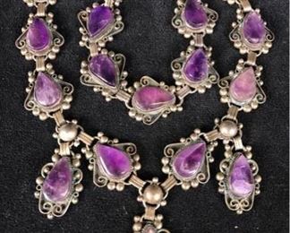 Jc013 AJM Sterling Amethyst Necklace  Bracelet