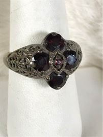 Jc030 Sterling  Garnet Ring