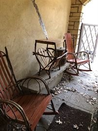 Hickory rocking chairs & table