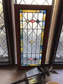 Antique stained glass door window 