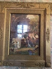 Large antique print (notice the dragonfly on the bottom of the frame)