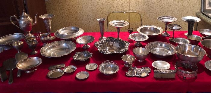 Almost 2 tables full of beautiful antique & vintage sterling silver! This is a picture of only 1 of the tables!