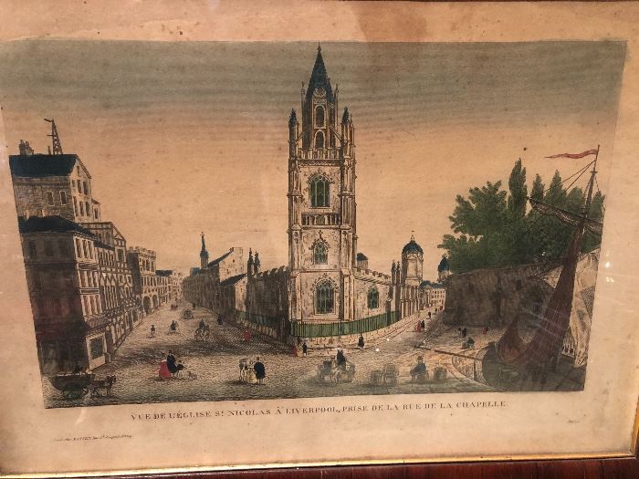 antique french hand colored engraving