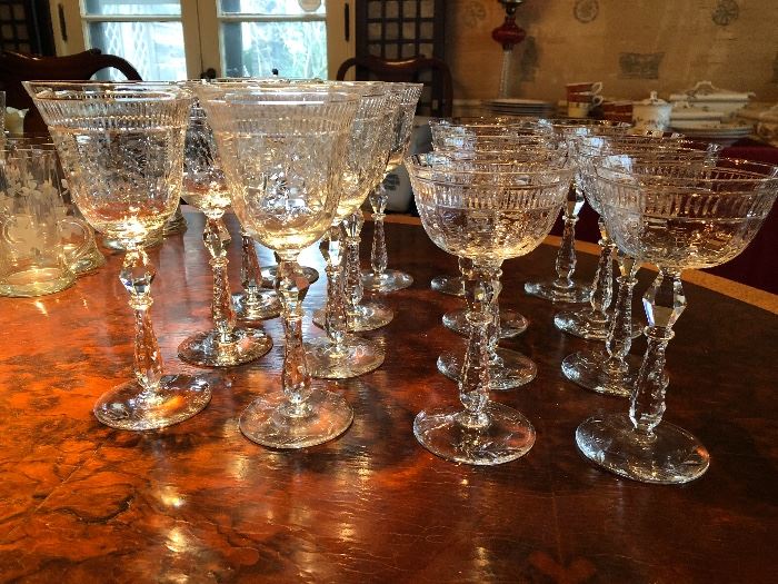 Lovely etched stemware possibly Pairpoint