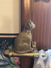 brass cat finial to curtains set (1 long window & 1 narrow window)