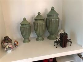 Urns -- appropriate for containing the ashes of deceased pets or maybe just cookies