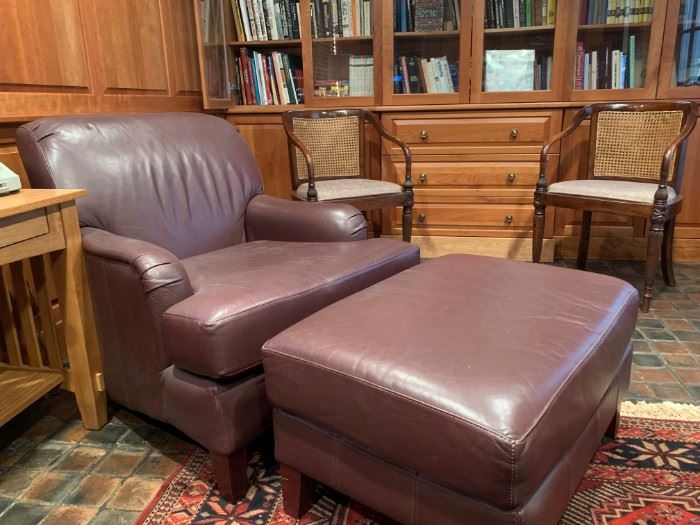 Purple Leather Chair and Ottoman