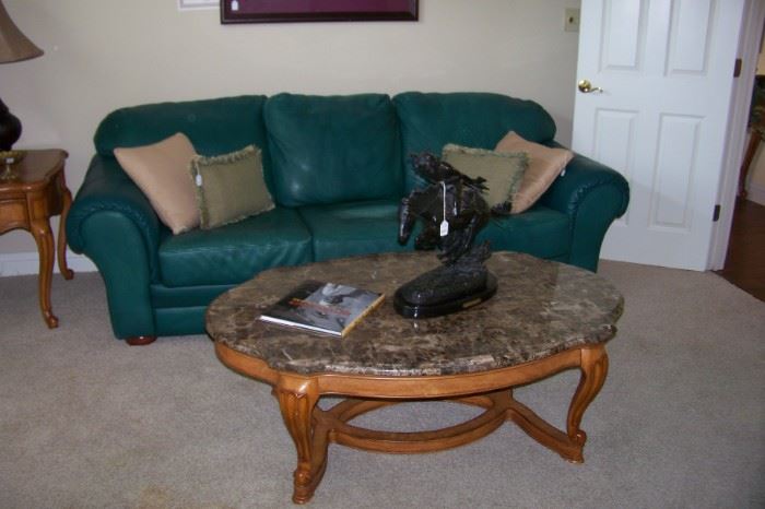 Leather sofa, MT coffee table