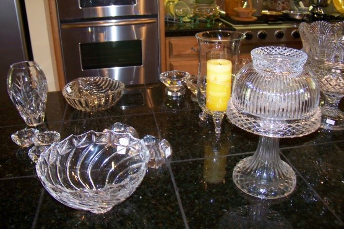 Lots of miscellaneous crystal bowls, vases, etc.