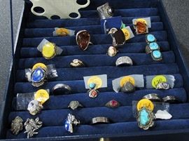 Rings of All Types and Sizes. Turquoise, Lapis, Baltic Amber, Marcasite, Sterling Silver, CZ's and more.