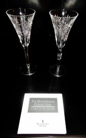 Waterford Crystal Millennium Collection Champagne Toasting Flutes - "Health" Pattern