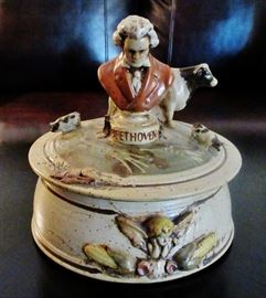 Beethoven hits Farmland. This large lidded Casserole Bowl is another Bob Anderson (Pella, IA) pottery creation.