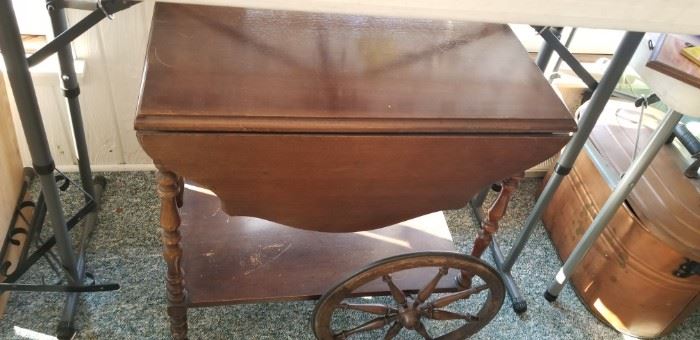 Another vintage Tea Cart with Wood Spoked Wheels
