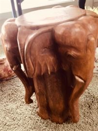Carved wooden elephant side table 