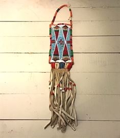 Beaded leather Indian pouch