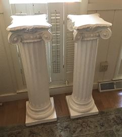 Two 4’ tall Plaster Cast Pillar Display stands 