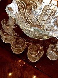 Oh...and A Polish Glass Punch Bowl...With All The Cups...and Ladle...Original...